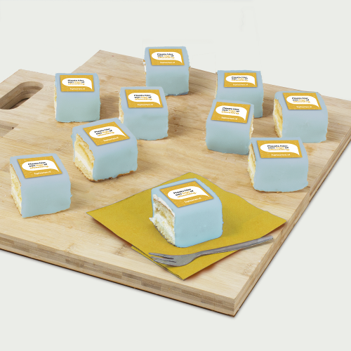 Petit fours blauw met logo