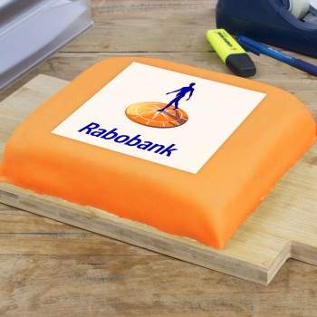 Marsepein fototaart oranje