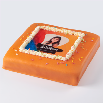 Festive marzipan photo cake orange