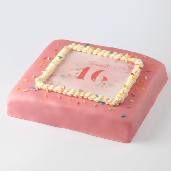 Marzipan photo cake pink